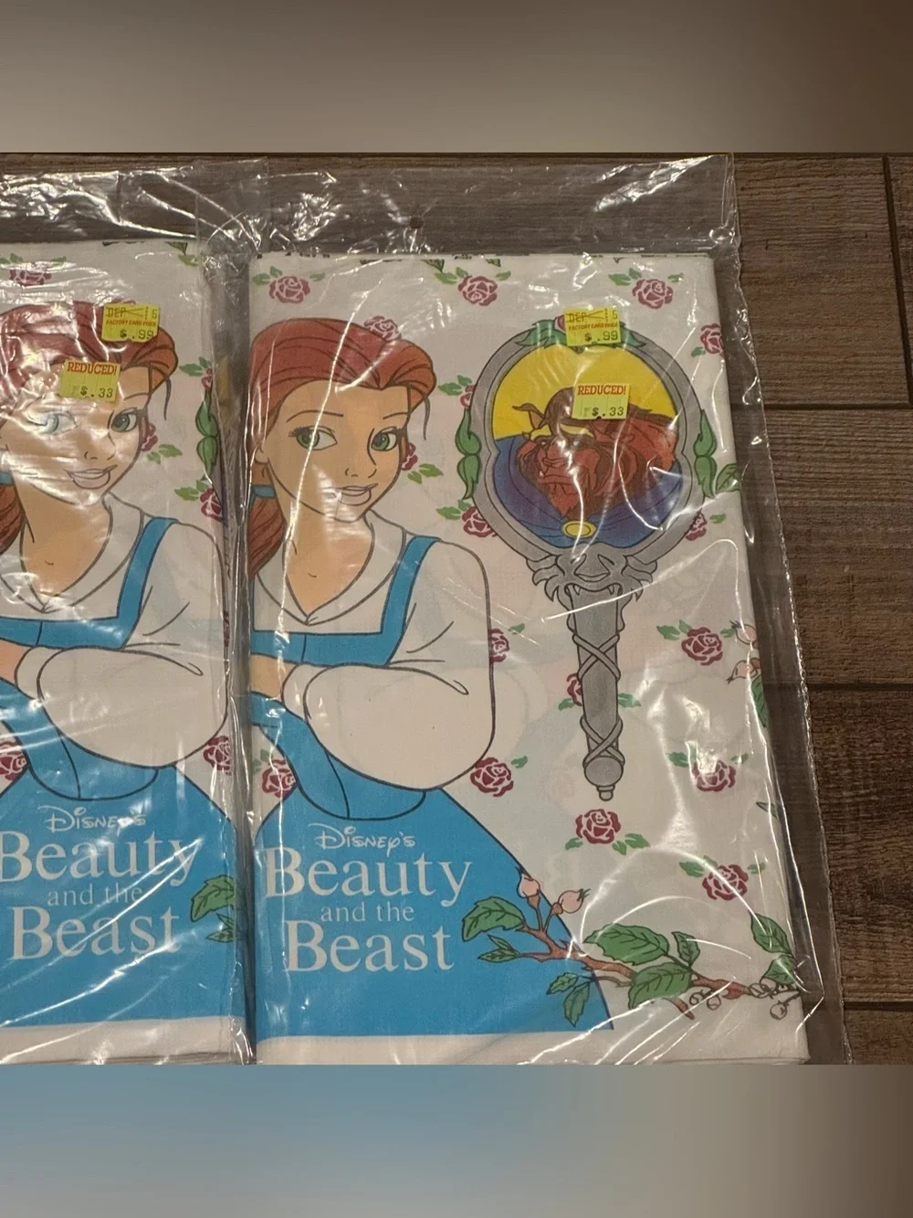 Vintage 90s Beauty & the Beast party paper table cover tablecloth Made USA Lot 2
